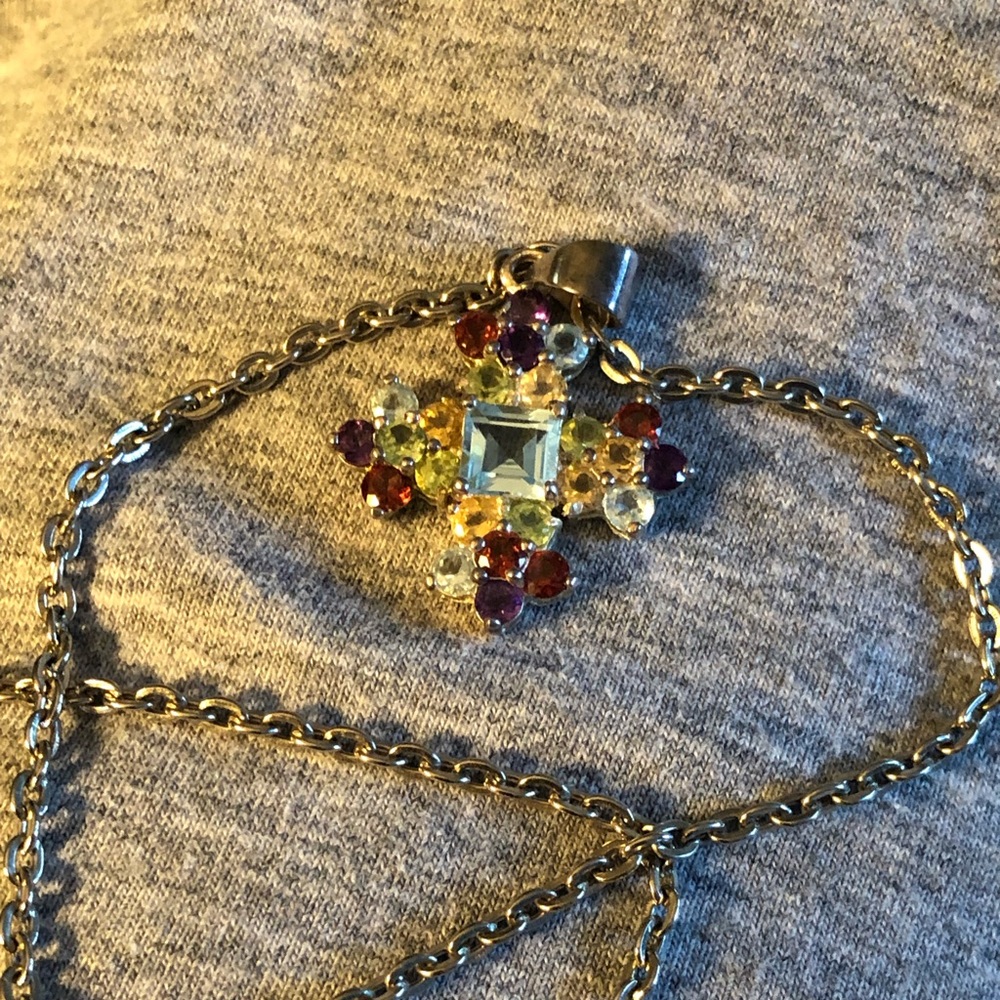 sterling silver gemstone necklace